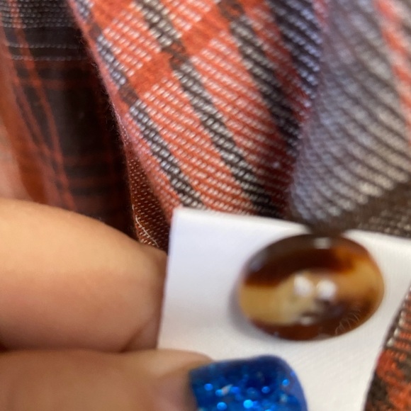 Orange and Brown Plaid Flannel Shirt XXL W Journey Graphic on back - Picture 5 of 7